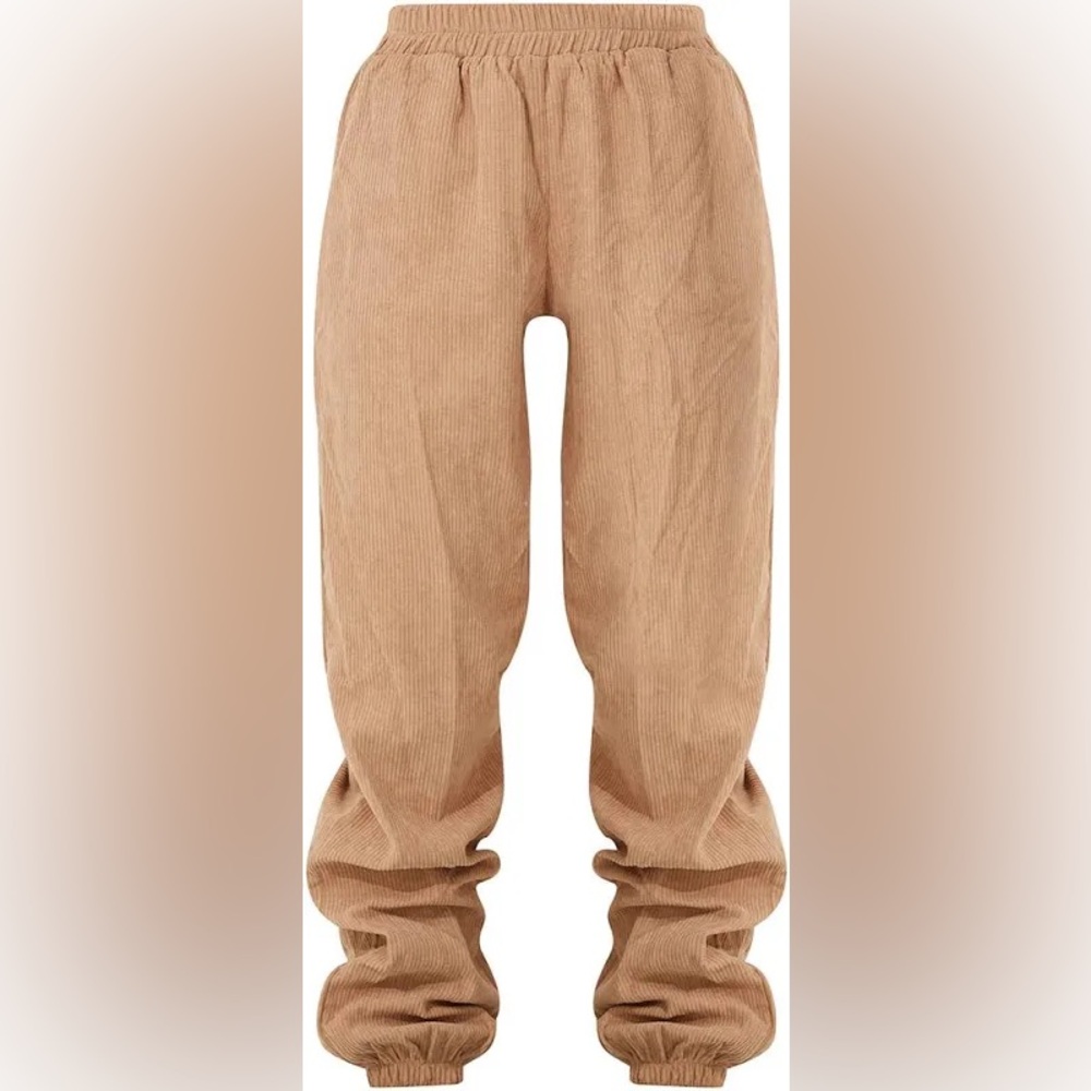 PrettyLittleThing Tan Corduroy Joggers - Picture 5 of 6